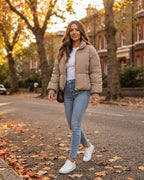 Cropped Quilted Puffer Jacket for Women