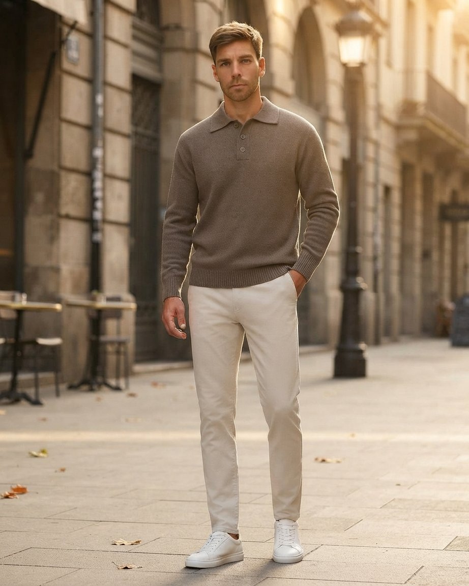 Men's Knitted Polo-Collar Jumper – Relaxed Smart-Casual Fit