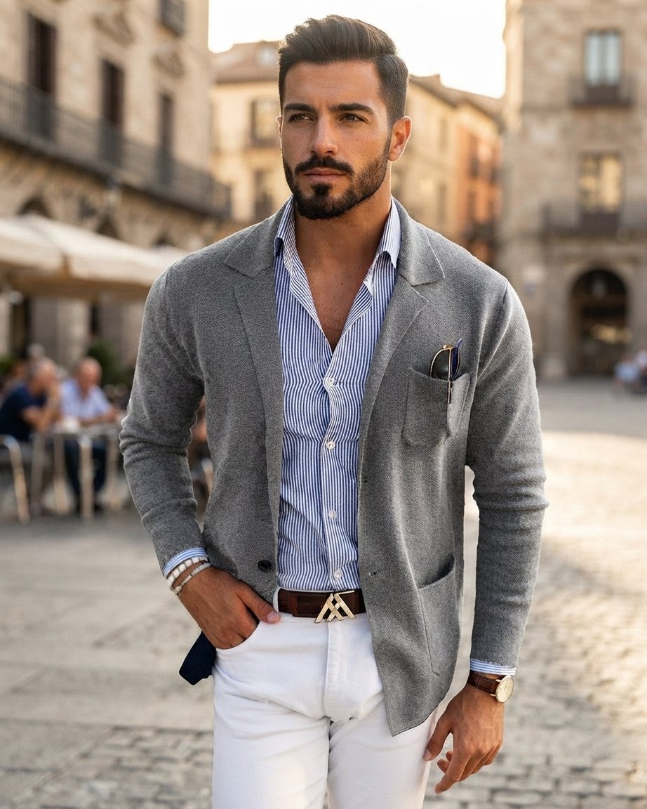 Men's Notch-Lapel Blazer with Flap Pockets, Regular Fit