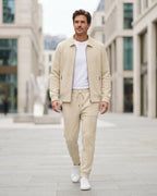 Men's Waffle-Knit Tracksuit Set, Two-Piece Zip Jacket