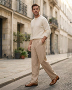 Men's Wide-Leg Pleated Trousers – Straight Fit