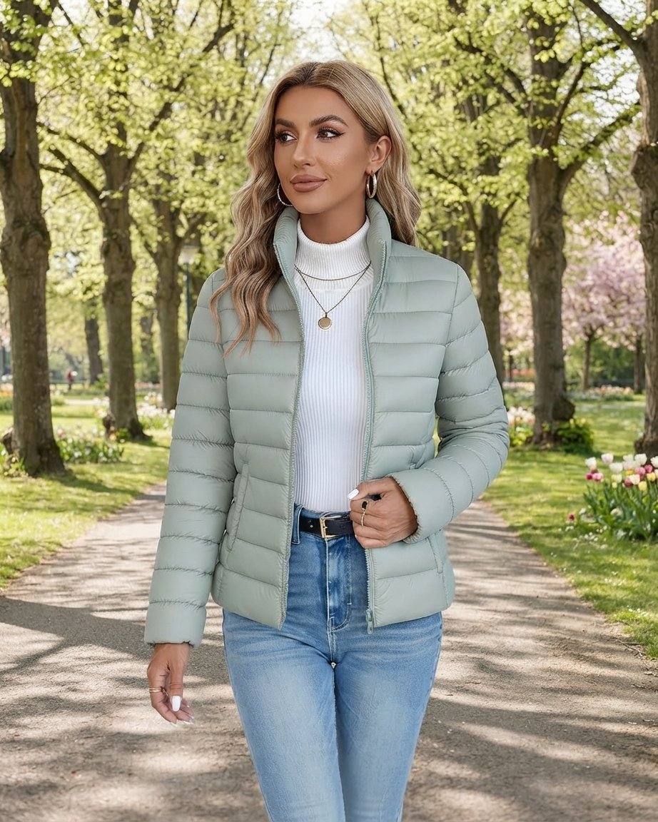 Women's Lightweight Quilted Jacket with Stand Collar