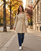 Women's Vintage Trench-Collar Coat – Tailored Silhouette