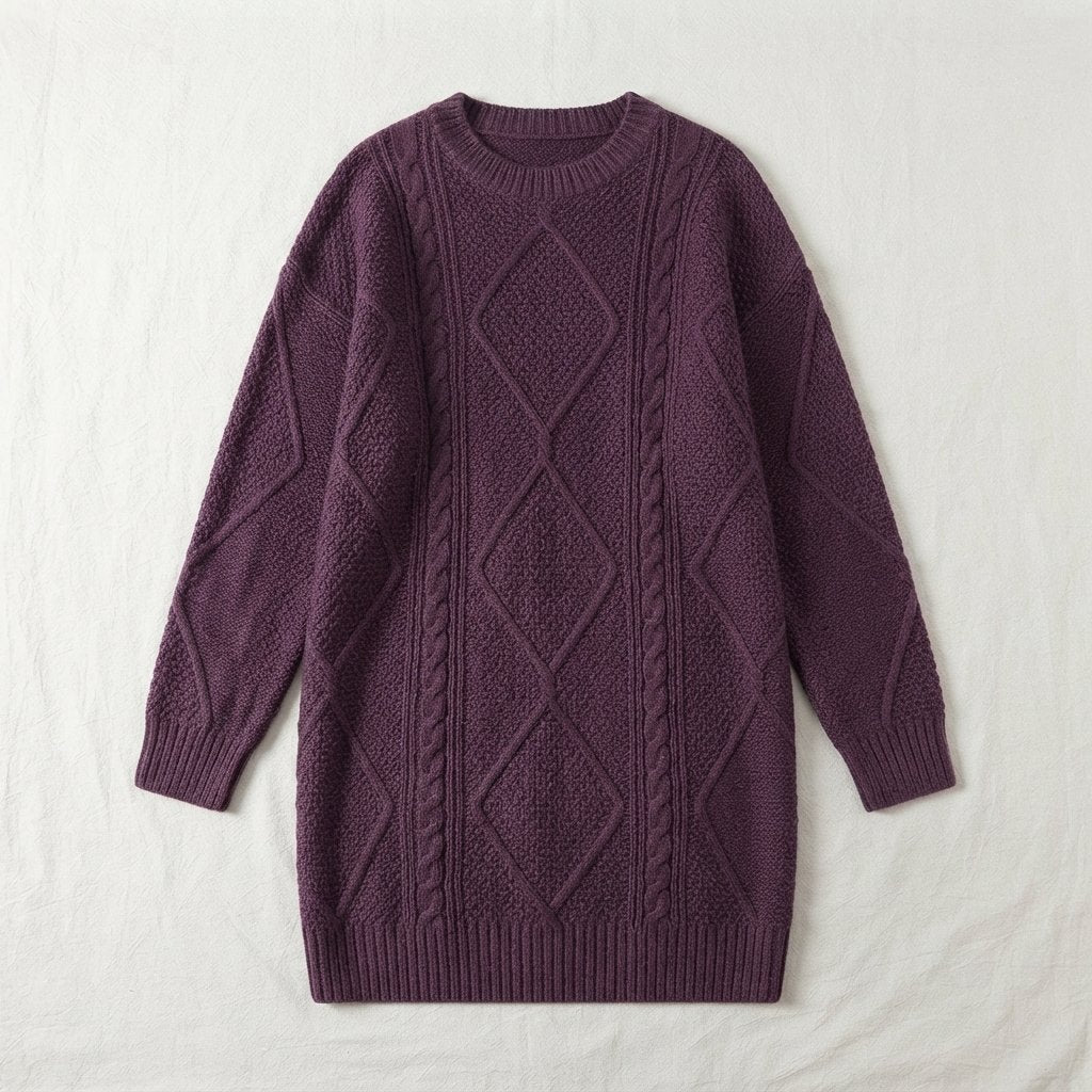 Cable-Knit Long-Sleeve Jumper Dress