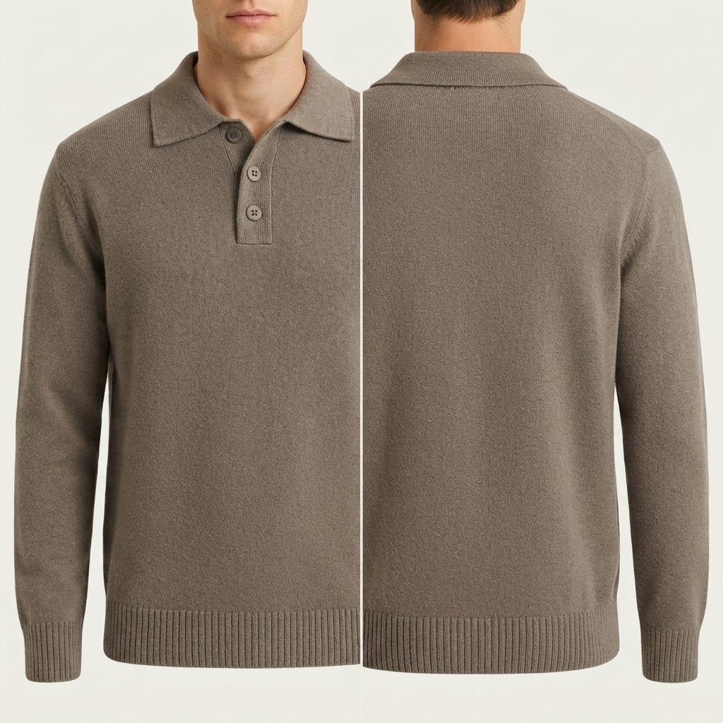 Men's Knitted Polo-Collar Jumper – Relaxed Smart-Casual Fit