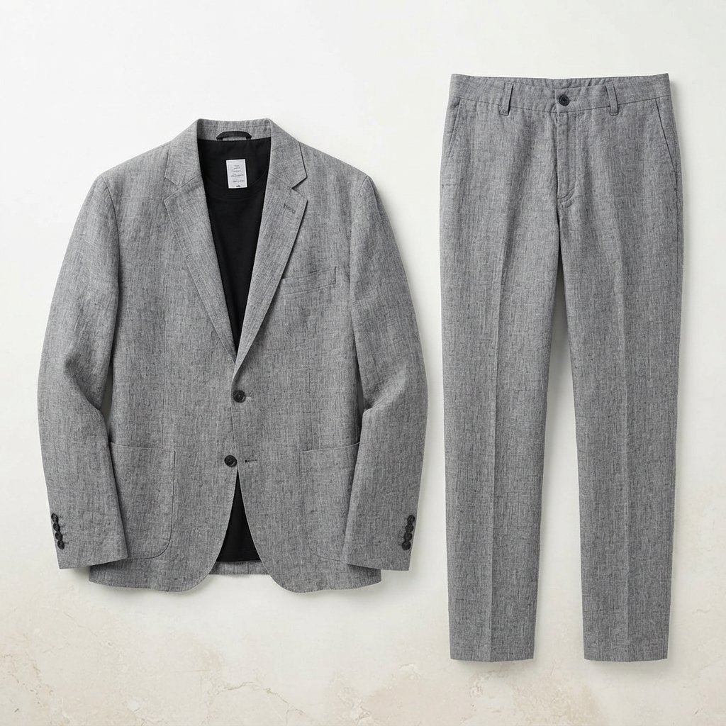 Men's Linen Blend Blazer and Trouser Set