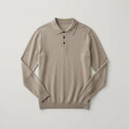 Men's Long-Sleeve Knit Polo Sweater with Collar