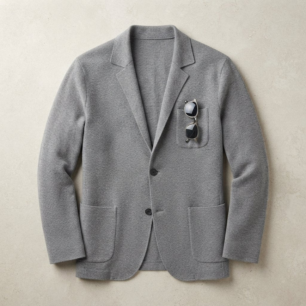 Men's Notch-Lapel Blazer with Flap Pockets, Regular Fit