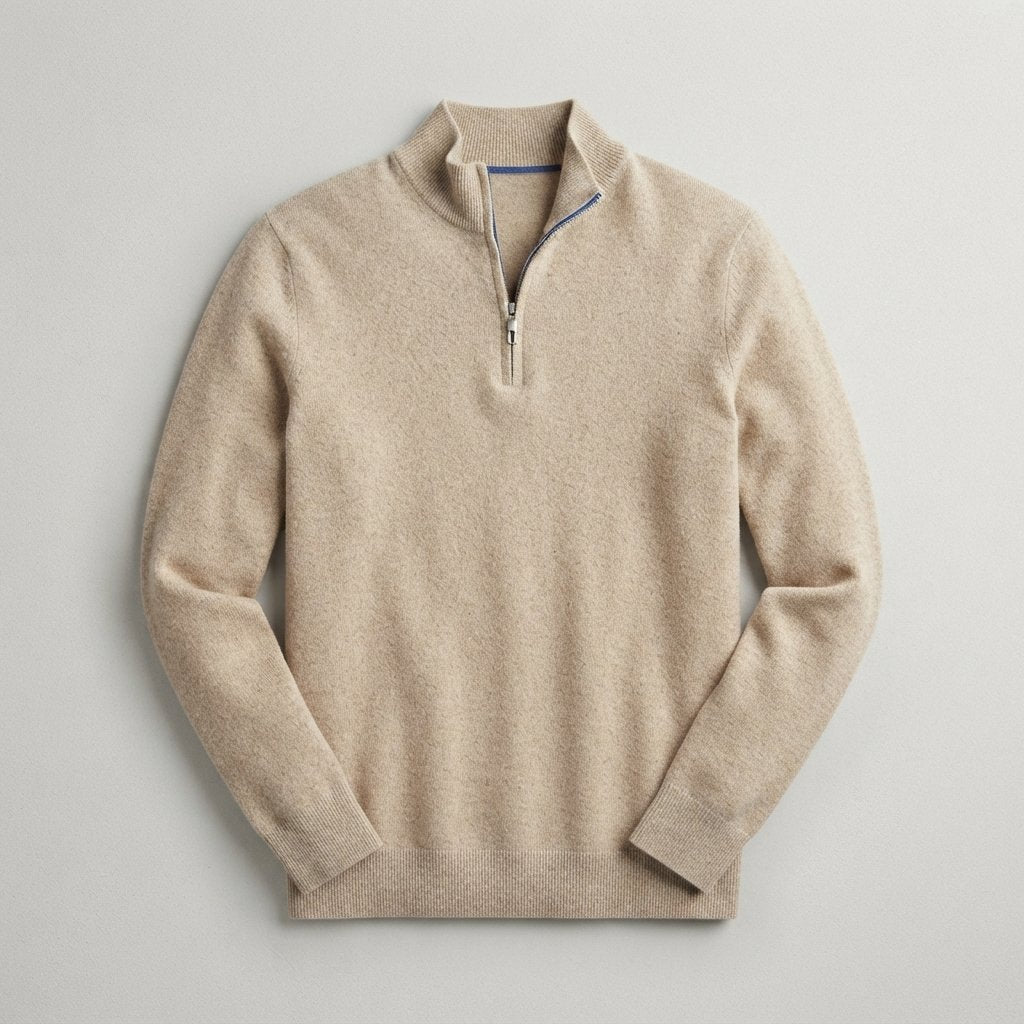 Men's Quarter-Zip Knit Jumper with Zip Collar