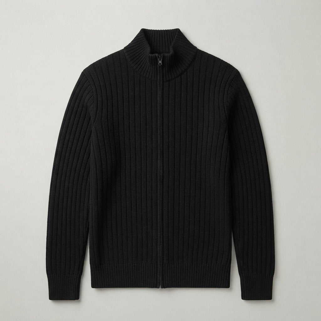 Men's Ribbed-Knit Full-Zip Cardigan Sweater