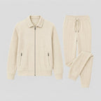 Men's Waffle-Knit Tracksuit Set, Two-Piece Zip Jacket