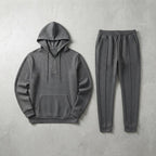 Waffle-Knit Half-Zip Hoodie & Jogger Set for Men