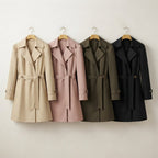 Women's Vintage Trench-Collar Coat – Tailored Silhouette
