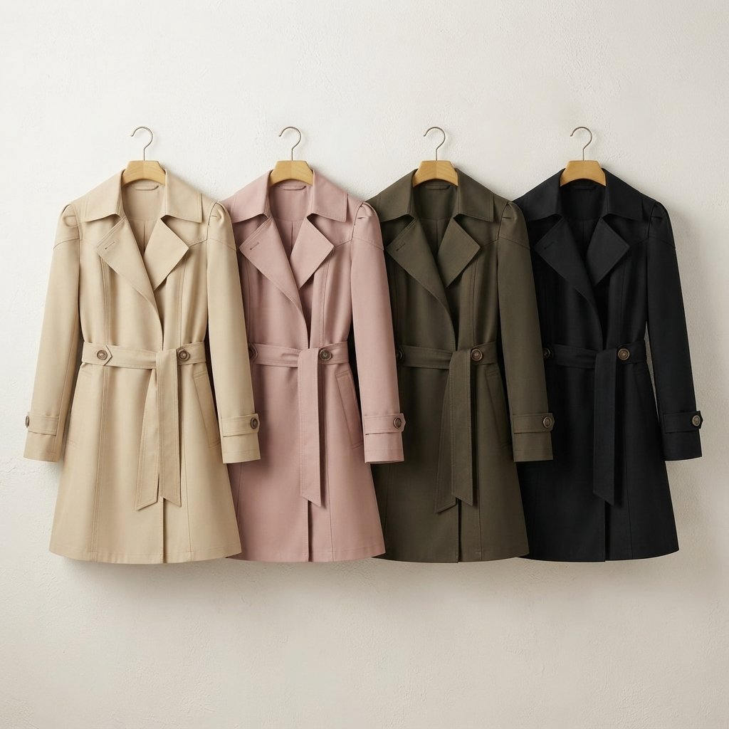Women's Vintage Trench-Collar Coat – Tailored Silhouette
