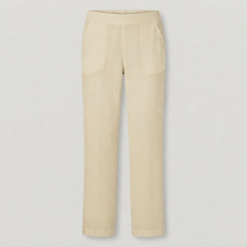 Women's Relaxed Straight-Leg Trousers with Side Pockets — Cream