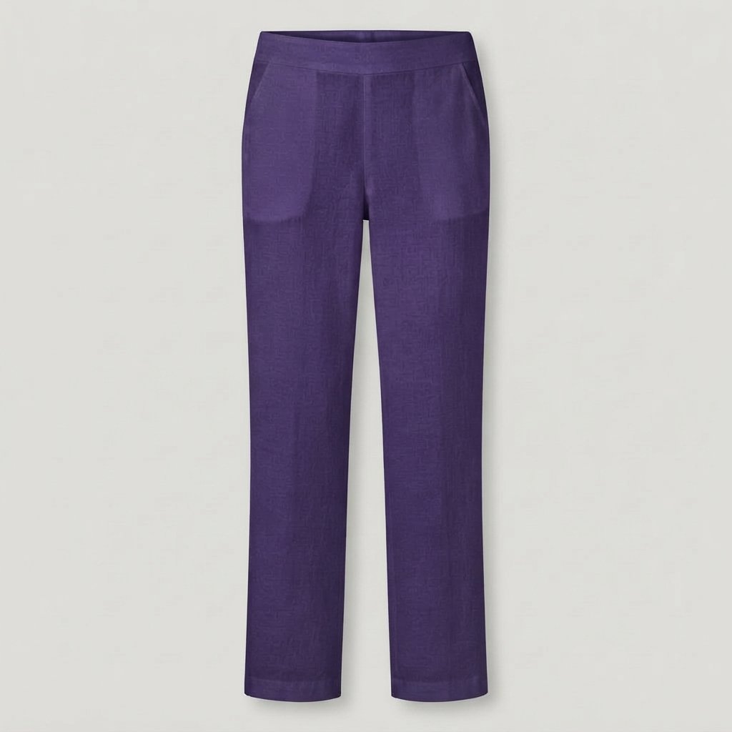 Women's Relaxed Straight-Leg Trousers with Side Pockets — Violet
