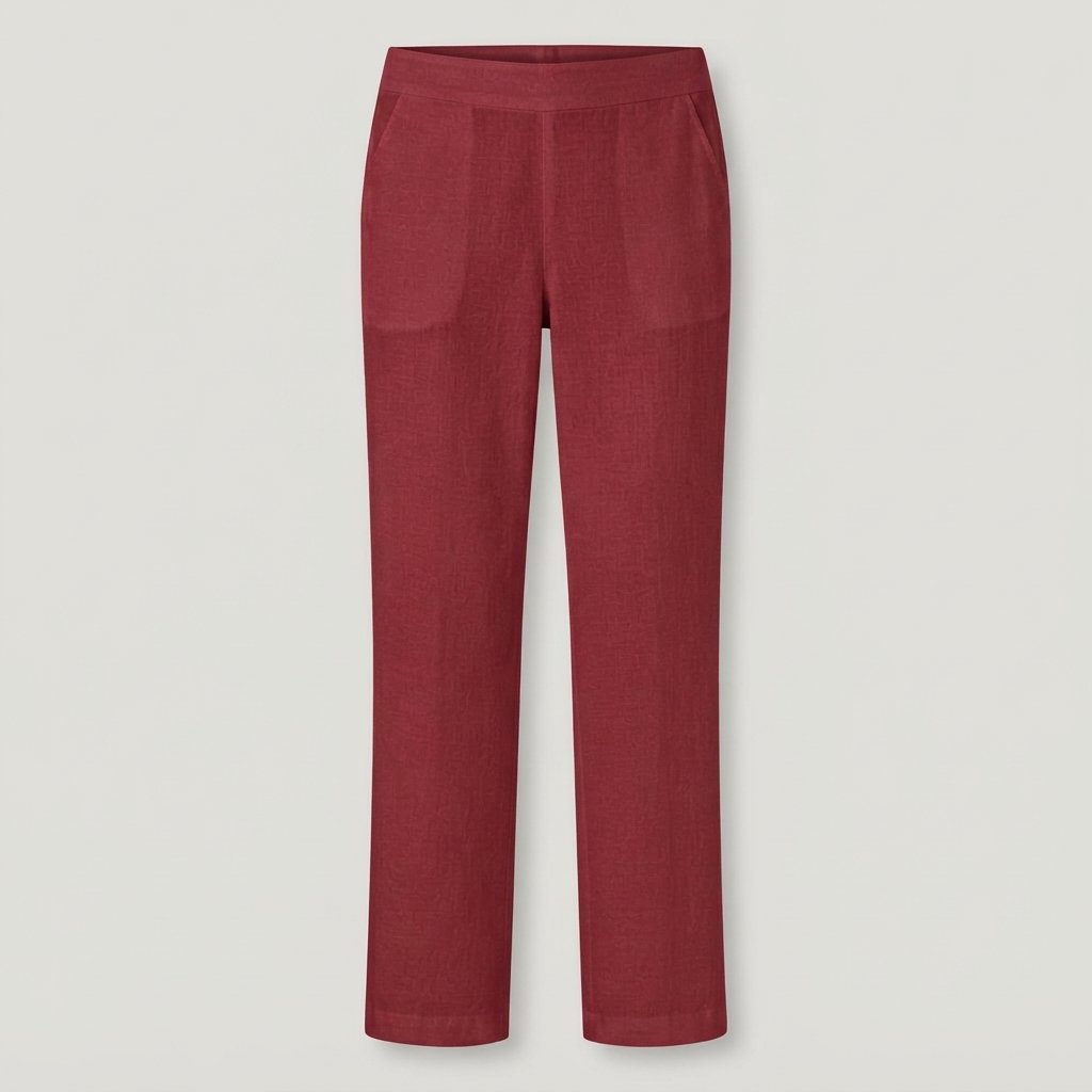 Women's Relaxed Straight-Leg Trousers with Side Pockets — Red