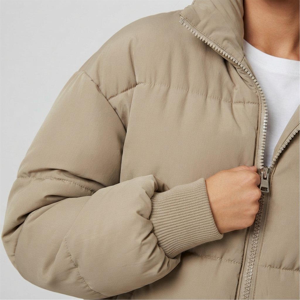 Cropped Quilted Puffer Jacket for Women
