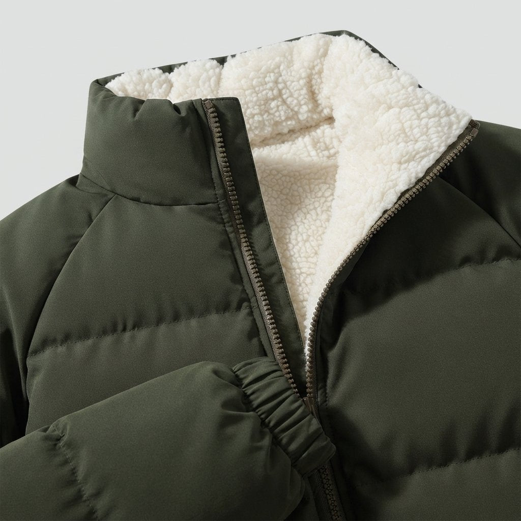 Men's Fleece-Lined Puffer Jacket, Waterproof Winter Coat