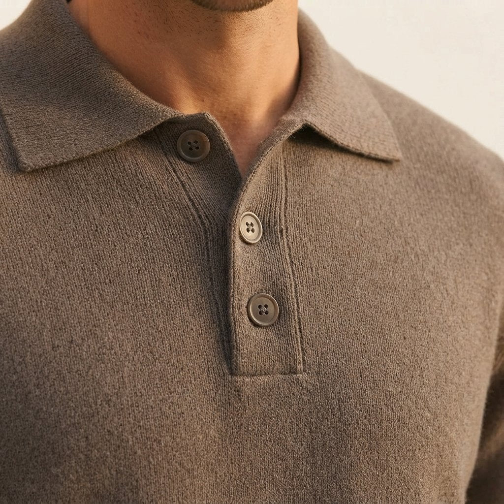 Men's Knitted Polo-Collar Jumper – Relaxed Smart-Casual Fit
