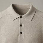 Men's Long-Sleeve Knit Polo Sweater with Collar