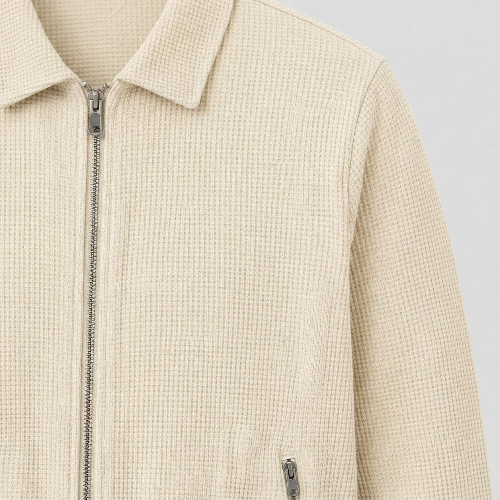 Men's Waffle-Knit Tracksuit Set, Two-Piece Zip Jacket