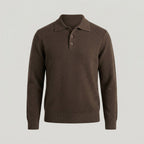 Men's Knitted Polo-Collar Jumper – Relaxed Smart-Casual Fit — Coffee