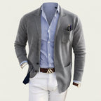 Men's Notch-Lapel Blazer with Flap Pockets, Regular Fit — Grey