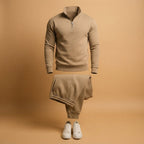 Men's Quarter-Zip Tracksuit – Sweatshirt and Joggers Set — Khaki