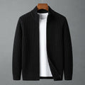 Men's Ribbed-Knit Full-Zip Cardigan Sweater — Black