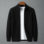 Men's Ribbed-Knit Full-Zip Cardigan Sweater — Black