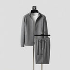 Men's Slim-Fit Stretch Tracksuit Set, Two-Piece — Grey