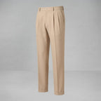 Men's Wide-Leg Pleated Trousers – Straight Fit — Beige