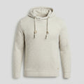 Waffle-Knit Pullover Hoodie with Drawstring Hood — White