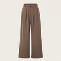 Wide-Leg Pinstripe Trousers in Warm Brown — Brown