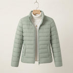 Women's Lightweight Quilted Jacket with Stand Collar — Green