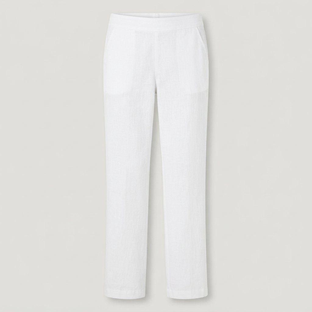 Women's Relaxed Straight-Leg Trousers with Side Pockets — White