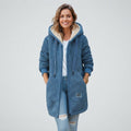 Women's Teddy Fleece Hooded Coat with Sherpa Lining — Blue