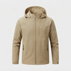 Men's Hooded Zip Jacket, Lightweight Casual Fit — Khaki