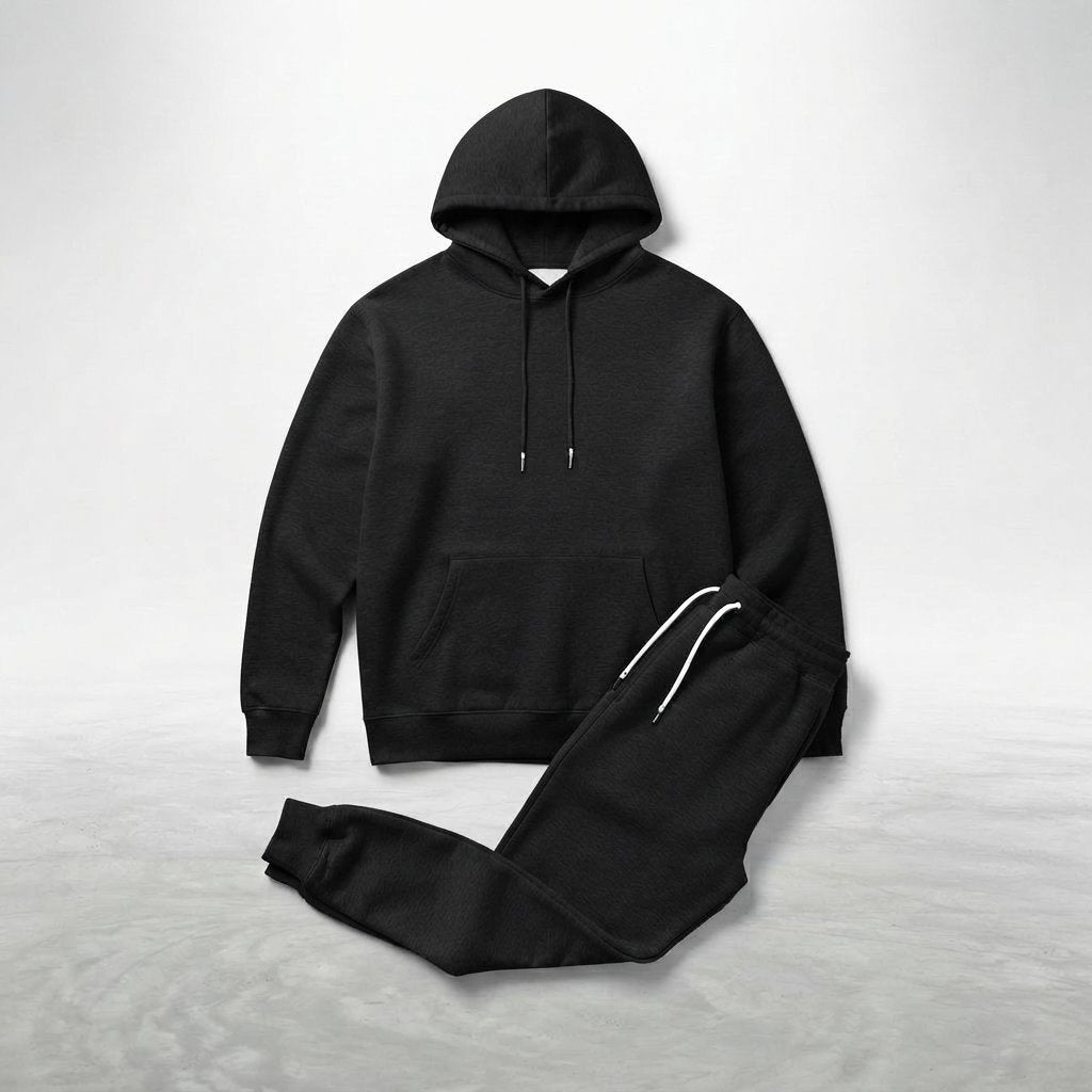 Men's Hoodie & Jogger Set – Regular Fit Tracksuit — Black