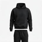 Men's Knit Tracksuit Hoodie and Jogger Set — Black