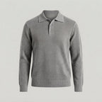 Men's Knitted Polo-Collar Jumper – Relaxed Smart-Casual Fit — Grey