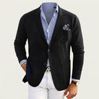 Men's Notch-Lapel Blazer with Flap Pockets, Regular Fit — Black
