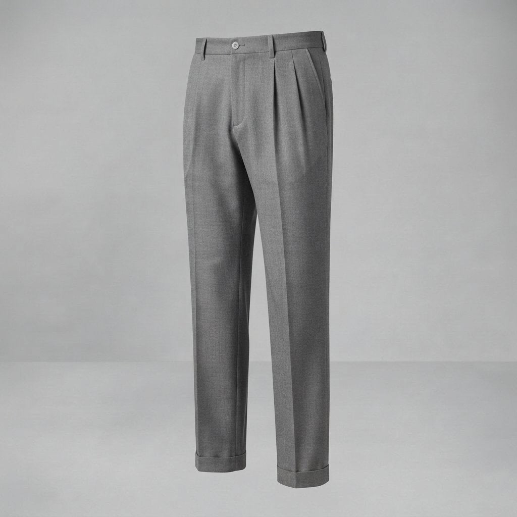 Men's Wide-Leg Pleated Trousers – Straight Fit — Grey