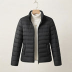 Women's Lightweight Quilted Jacket with Stand Collar — Black