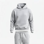 Men's Knit Tracksuit Hoodie and Jogger Set — Light Grey