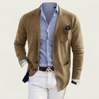 Men's Notch-Lapel Blazer with Flap Pockets, Regular Fit — Khaki