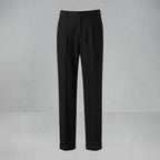 Men's Wide-Leg Pleated Trousers – Straight Fit — Black