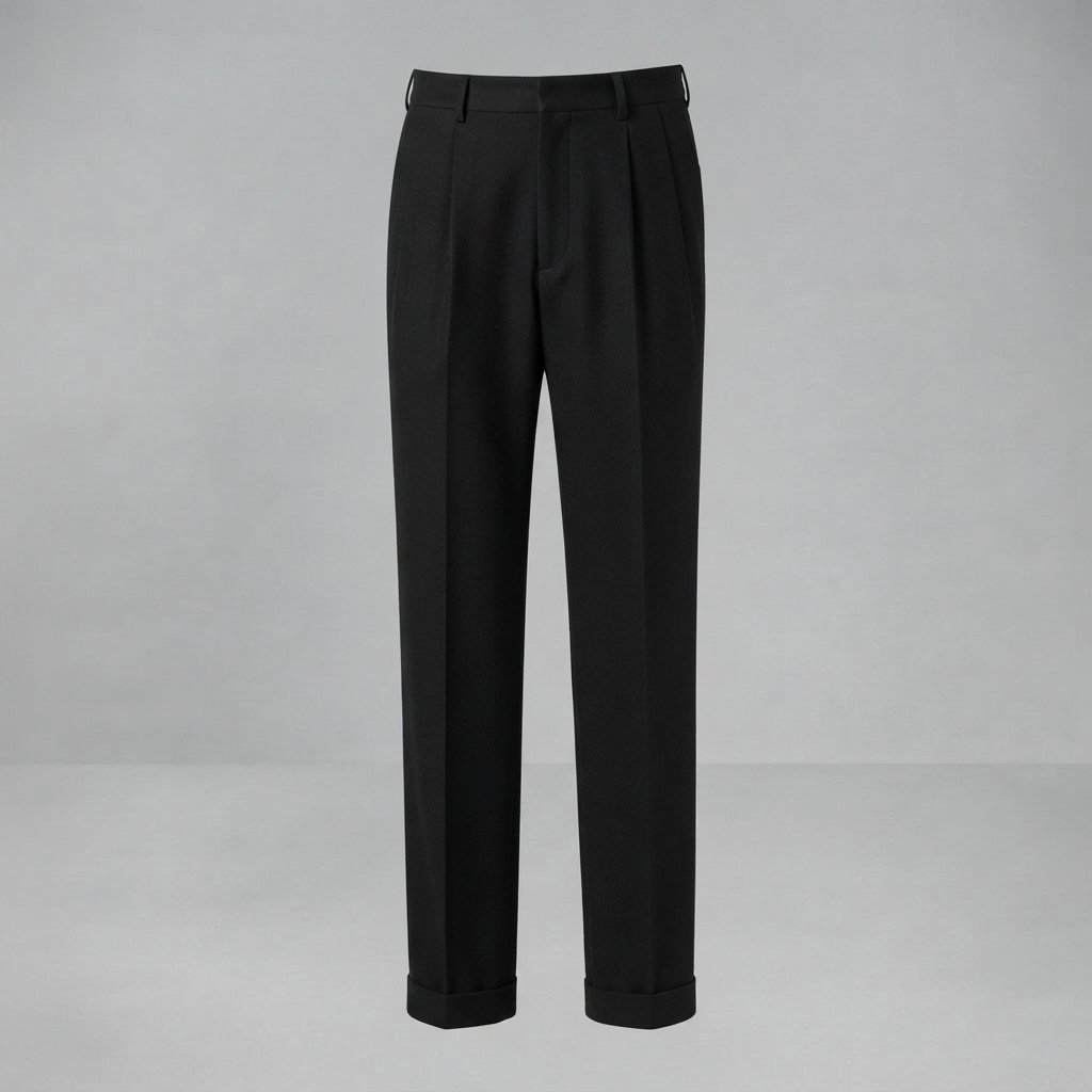 Men's Wide-Leg Pleated Trousers – Straight Fit — Black