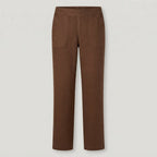 Women's Relaxed Straight-Leg Trousers with Side Pockets — Brown